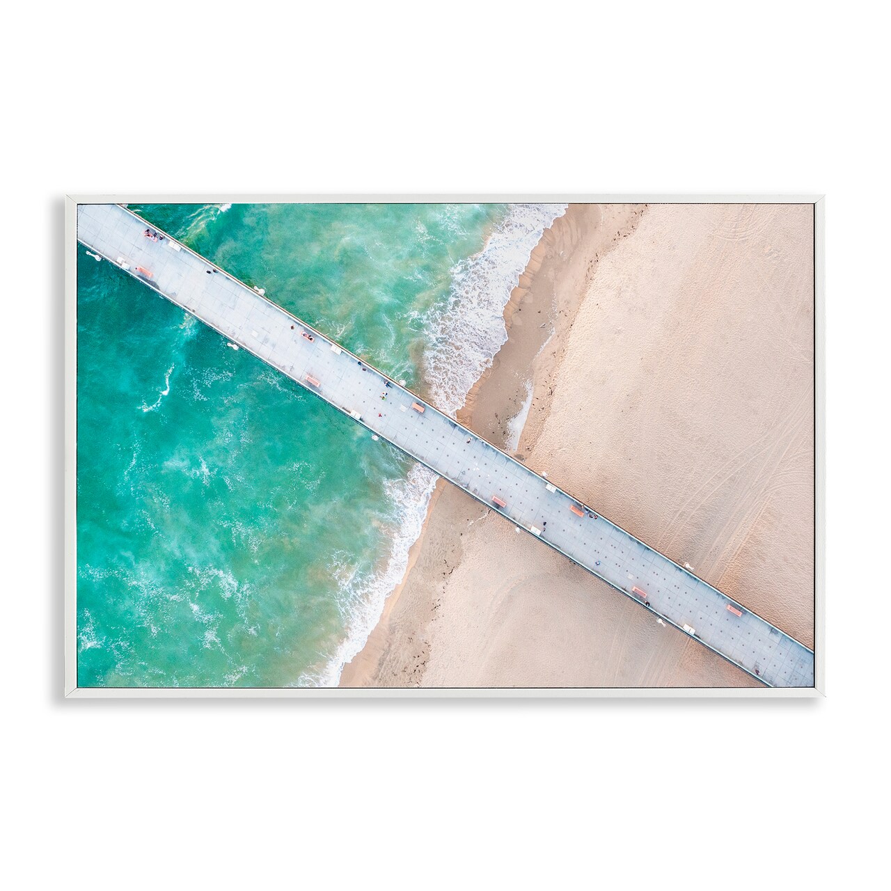 Stupell Industries Aerial View Pier Beach Framed Giclee, design by Jeff Poe Photography